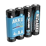 ANSMANN Akku Mignon AA LR06 2500mWh 1500mAh 1,6V NiZn, 4 Stück, wiederaufladbar, ideal für Kamera, Controller, Fotokamera, Ersatzakku