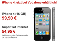 Vodafone bietet das iPhone 4 und iPhone 3 GS in vielen Tarifen nun bis zu 100 EUR günstiger an...